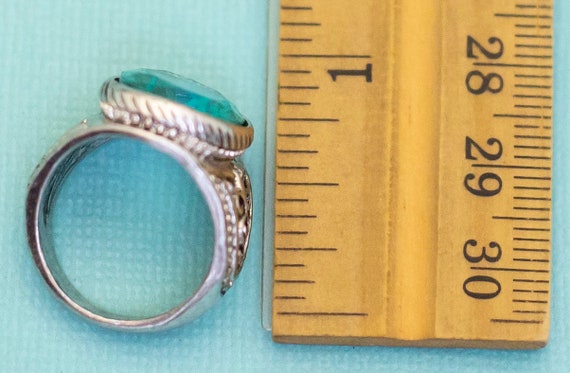 Vintage Blue Princess Silver Tone Ring, Size 6 - … - image 3