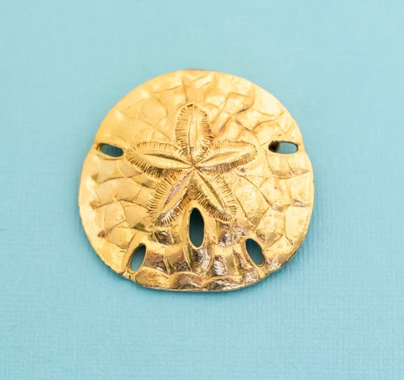 Vintage Gold Tone Star Circle Brooch E26 - image 1