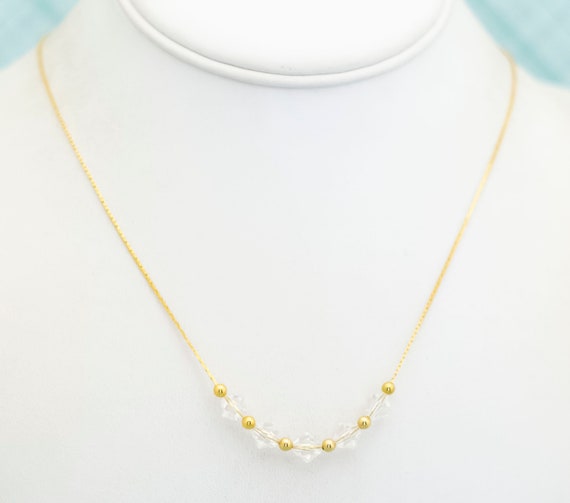 Vintage Feminine Crystal Chain Necklace - E4 - image 2