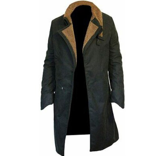 Mens Ryan Gosling Black Cotton Trench 