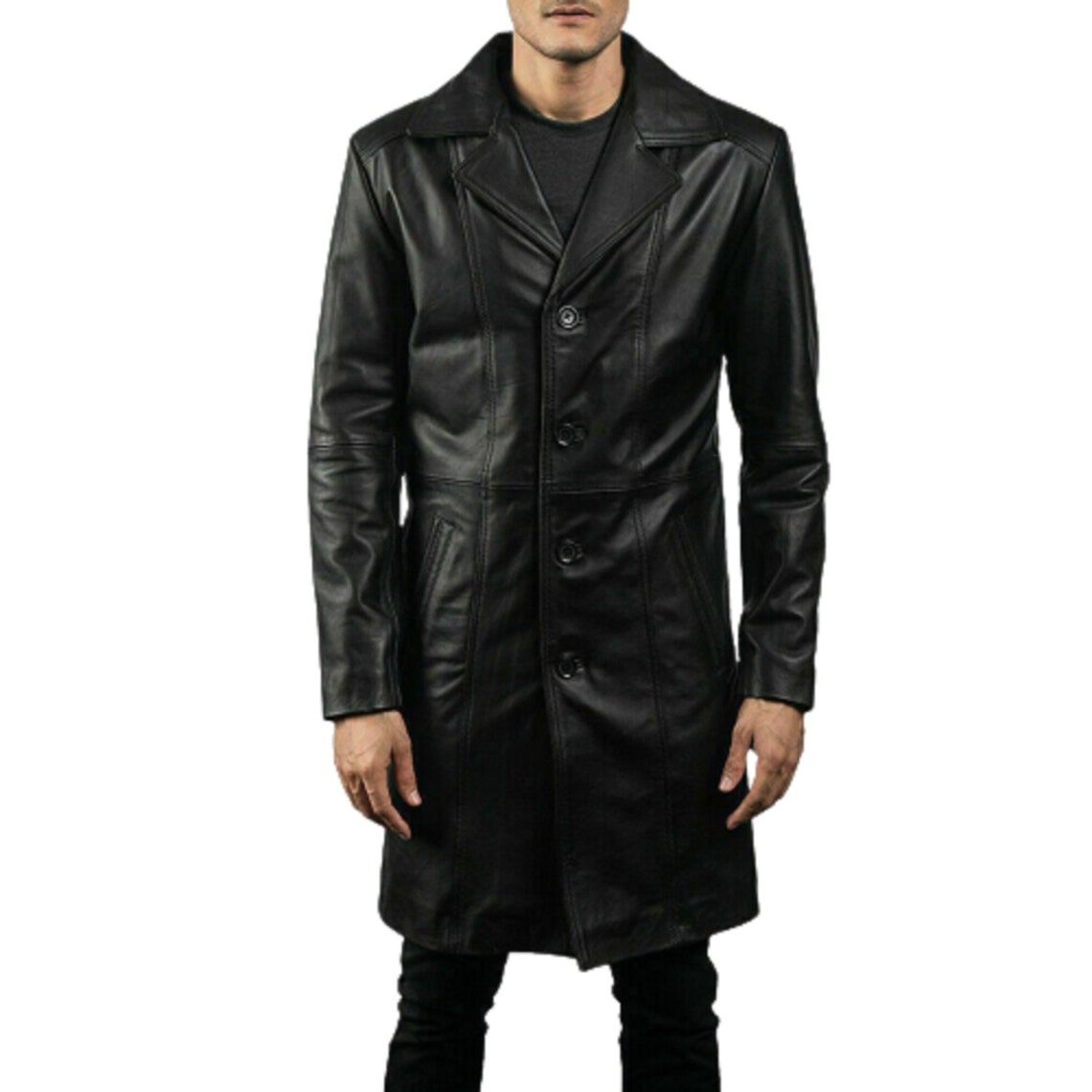 Trench Coat Men Leather Trench Coat Mens Trench Coat Black - Etsy