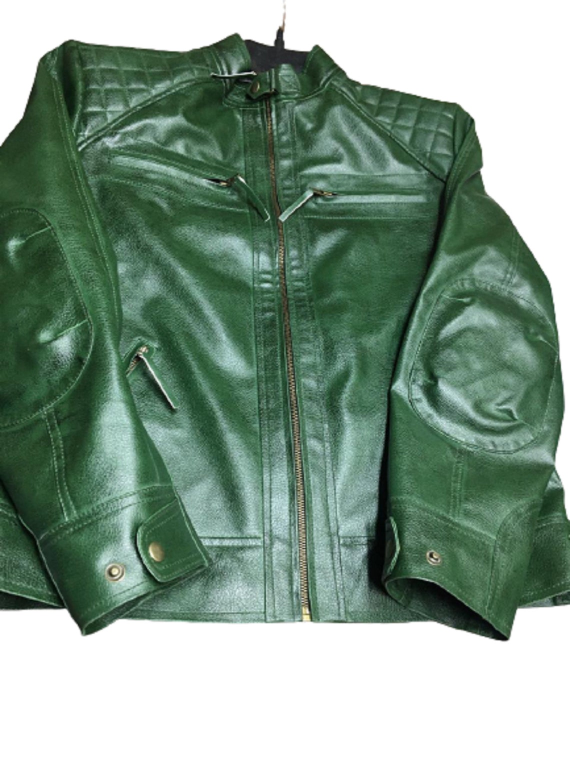 Mens Green Biker Jacket Real Motorcycle Leather Jacket Etsy