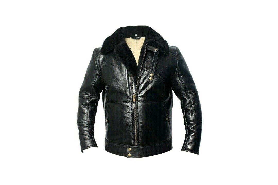 B3 Shearling Jacket B3 Bomber Black Aviator Flight Pilot - Etsy