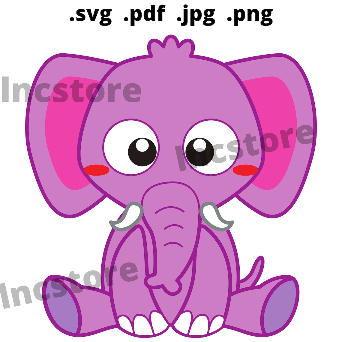 Cute Pink Elephant SVG Cricut Cut File Digital File | Etsy