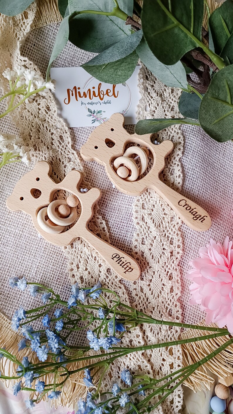 Philip Rattle Personalised Wooden Baby Rattle Newborn Engraved Newborn Gift - Etsy