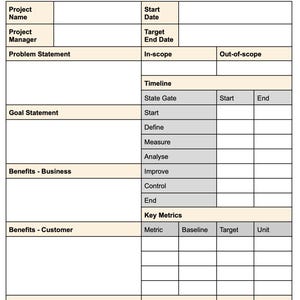 Project Charter Template - One Page Project Overview - Etsy