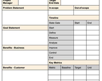 Project Charter Template - One Page Project Overview