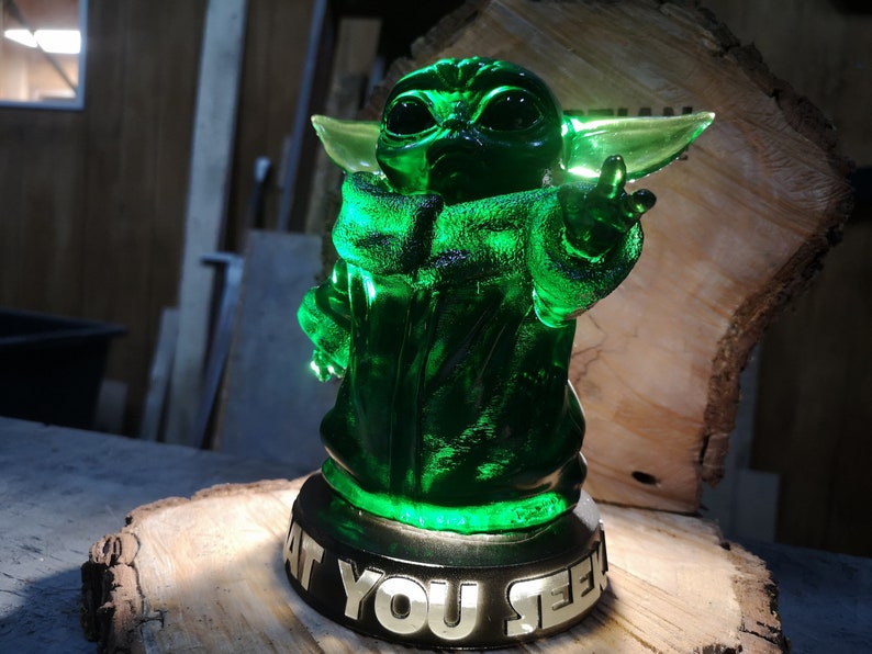 Yoda Lamp Bust Grogu Star Wars Mandalorien Wood Lamp | Etsy