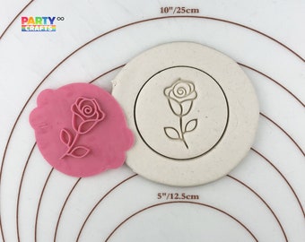Single Stem Rose cookie stamp | Single Stem Rose Fondant Embosser | Single Stem Rose Embosser Stamp | Cake Cookie Biscuit Stamp