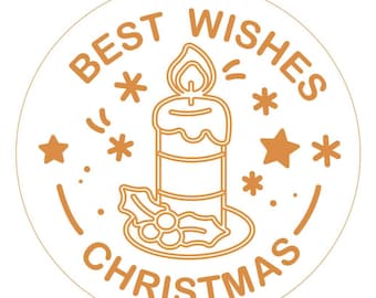 Personalized Custom&Christmas Candle Cookie Stamp with Cutter | Best Wishes Xmas Fondant Embosser | Holiday Baking Mold for Christmas Treats