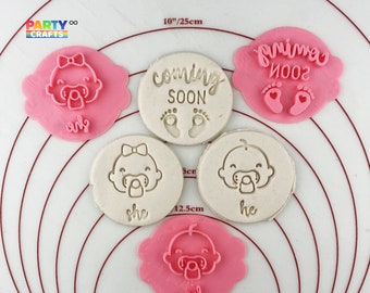 Baby Shower Cookies Stamp Invitation/Favors/Gift| Baby he or she Cookie Stamp Fondant Embosser | Icing Stamp Embosser | New baby Cookies