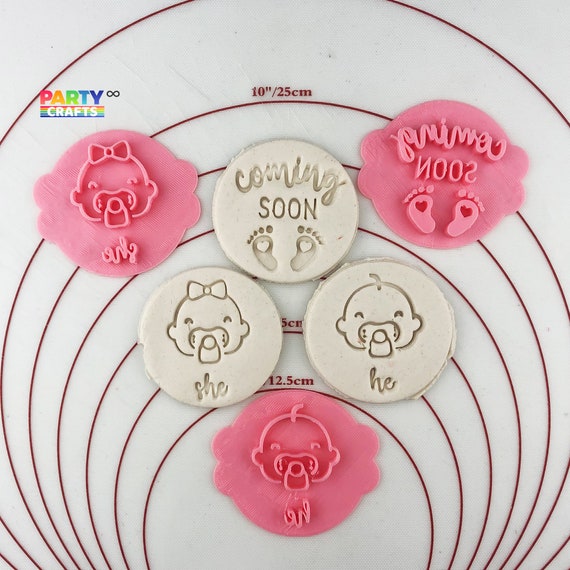 Baby Shower Cookies Stamp Invitation/Favors/Gift| Baby he or she Cookie Stamp Fondant Embosser | Icing Stamp Embosser | New baby Cookies
