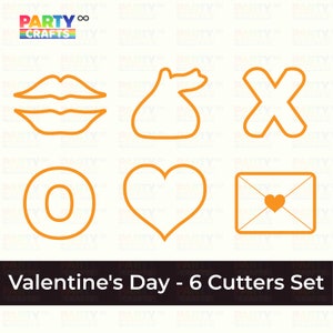 Juego de galletas de San Valentín 6 cortadores / Juego de cortadores de arcilla del día de Galentine 6 / Cortador de arcilla de San Valentín