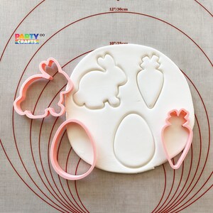 Easter Party Bunny Egg Carrot Cookie Cutter | Bunny Birthday Cookie Cutter