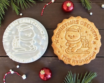 Personalized Christmas Cookie Stamp: Family Name Embosser, Biscuit Cutter