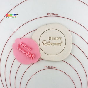 Happy Retirement cookie stamp | Happy Retirement Cookie Fondant Embosser | Happy Retirement Embosser Stamp | Happy Retirement cookie stamp