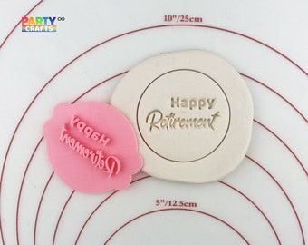 Happy Retirement cookie stamp | Happy Retirement Cookie Fondant Embosser | Happy Retirement Embosser Stamp | Happy Retirement cookie stamp