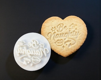 Valentine Cookie Stamp｜Be Naughty | Flirty Heartfelt Baking Embosser | Romantic Fondant Stamp for Valentine’s Day Treats