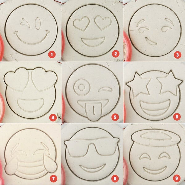 Emoji Theme Cookie Cutter | Emoji Cookie Cutters | Happy/Cool/Cry/Love Cutters Emoji Play Doh Cutter | Emoji Biscuits Cutters