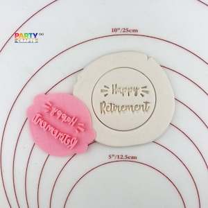 Happy Retirement cookie stamp | Happy Retirement Cookie Fondant Embosser | Happy Retirement Embosser Stamp | Happy Retirement cookie stamp