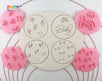 Baby Shower Cookies Stamp | Oh Baby,hands,foot Cookie Fondant Embosser Stamp  | Oh baby Embosser stamp | New baby Cookies stamp set