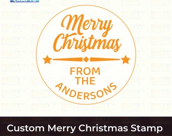 Personalized Custom Merry Christmas Cookie Stamp With Your Family Name Fondant Embosser Detailed Cookie Cutter