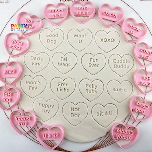 14 Dog CONVERSATION HEARTS Cookie Cutter I Convo Heart Dog Biscuit Cutter I Puppy Gift I Pet Gift