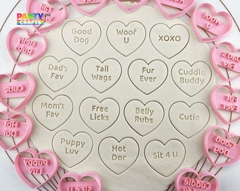 14 Dog CONVERSATION HEARTS Cookie Cutter I Convo Heart Dog Biscuit Cutter I Puppy Gift I Pet Gift