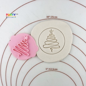 Christmas Tree w/ a star Cookie Fondant Embosser Stamp | Merry Christmas Cookie Embosser and Fondant Stamp in Christmas theme