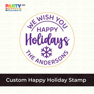 Personalized Custom Happy Holiday Cookie Stamp With Your Family Name Fondant Embosser Cupcake Topper Biscuit Cutter