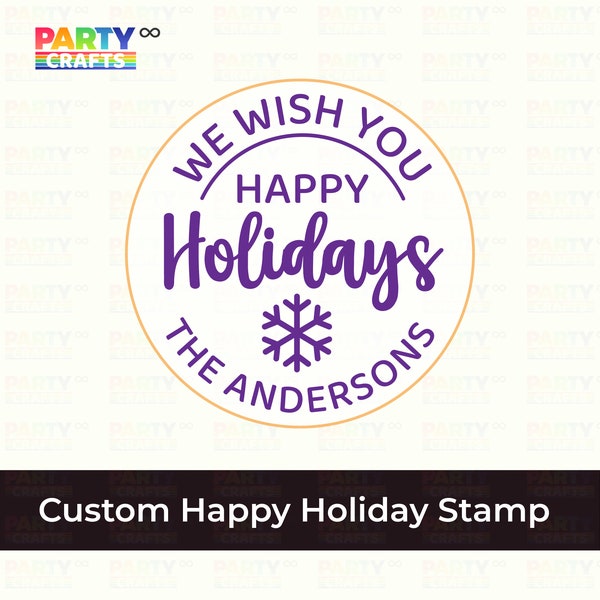 Personalized Custom Happy Holiday Cookie Stamp With Your Family Name Fondant Embosser Cupcake Topper Biscuit Cutter
