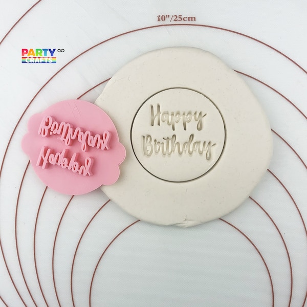 Happy Birthday cookie stamp | Happy Birthday Cookie Fondant Embosser | Happy Birthday Embosser Stamp