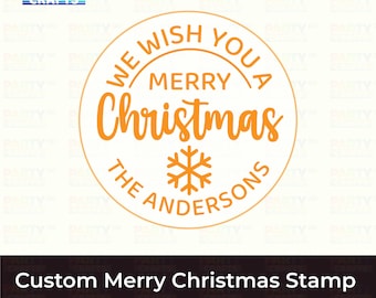 Personalized Custom Merry Christmas Cookie Stamp With Your Family Name Fondant Embosser Cupcake Topper Biscuit Cutter