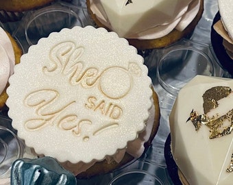She Said Yes Cookie Fondant Embosser Stempel | Ze zei ja met ringstempel | Koekjesstempels bruids | Vrijgezellenfeest koekjesstempel