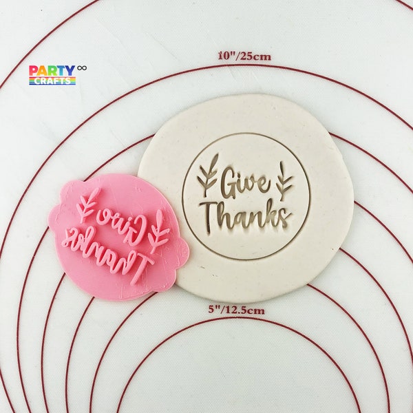 Give Thanks Thanksgiving Fall Fondant Icing Embosser Stamp for Cookies, Biscuits & Cakes