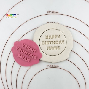 CUSTOM NAME Happy Birthday Cookie Biscuit Embosser Stamp | Personalized Fondant Cake Decorating Icing
