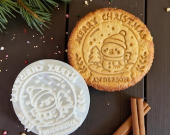 Personalized Merry Christmas Cookie Stamp, Fondant Embosser