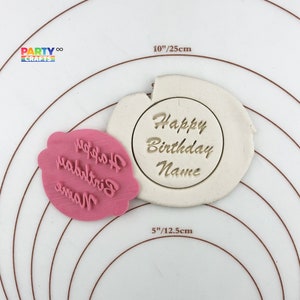 CUSTOM NAME Happy Birthday Cookie Biscuit Embosser Stamp | Personalized Fondant Cake Decorating Icing