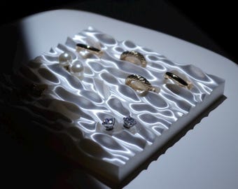 TIDAL VEIL | Jewelry Tray | Ring Dish | Pearl White Trinket Tray | Modern Vanity Decor