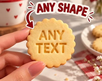 Personalized Cookie Cutter and Stamp with Custom Text and Shapes: for Weddings and Birthdays