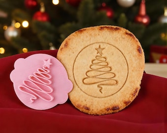 Christmas Tree w/ a star Cookie Fondant Embosser Stamp | Merry Christmas Cookie Embosser and Fondant Stamp in Christmas theme