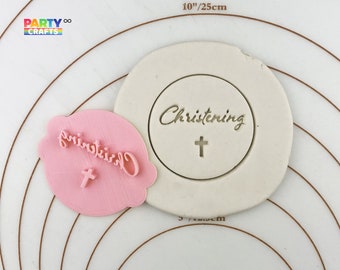 Christening Cookie Stamp | Christening Embosser | Cupcake Cookie Stamp | Baptism Biscuits