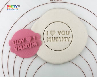 Sello de galleta "Te amo, mamá" / Estampador de fondant para el Día de la Madre