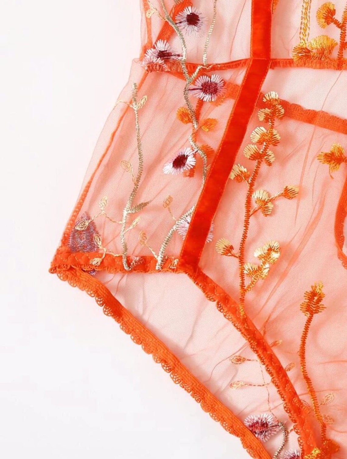 Orange Lingerie set Hot lingerie set Floral lingerie set Etsy