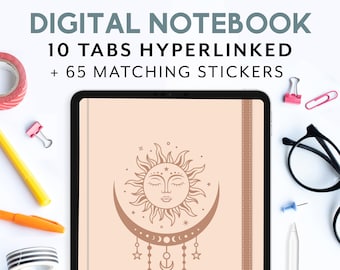 Digital notebook with tabs, Digital stickers goodnotes, Notebook cover, Digital notebook for ipad, Digital journal, Student notebook