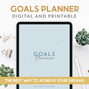 Digital Goals Planner, Goals Setting, Vision Board, Habits tracker printable, Planner for Goodnotes, Digital journal, Life goals planner