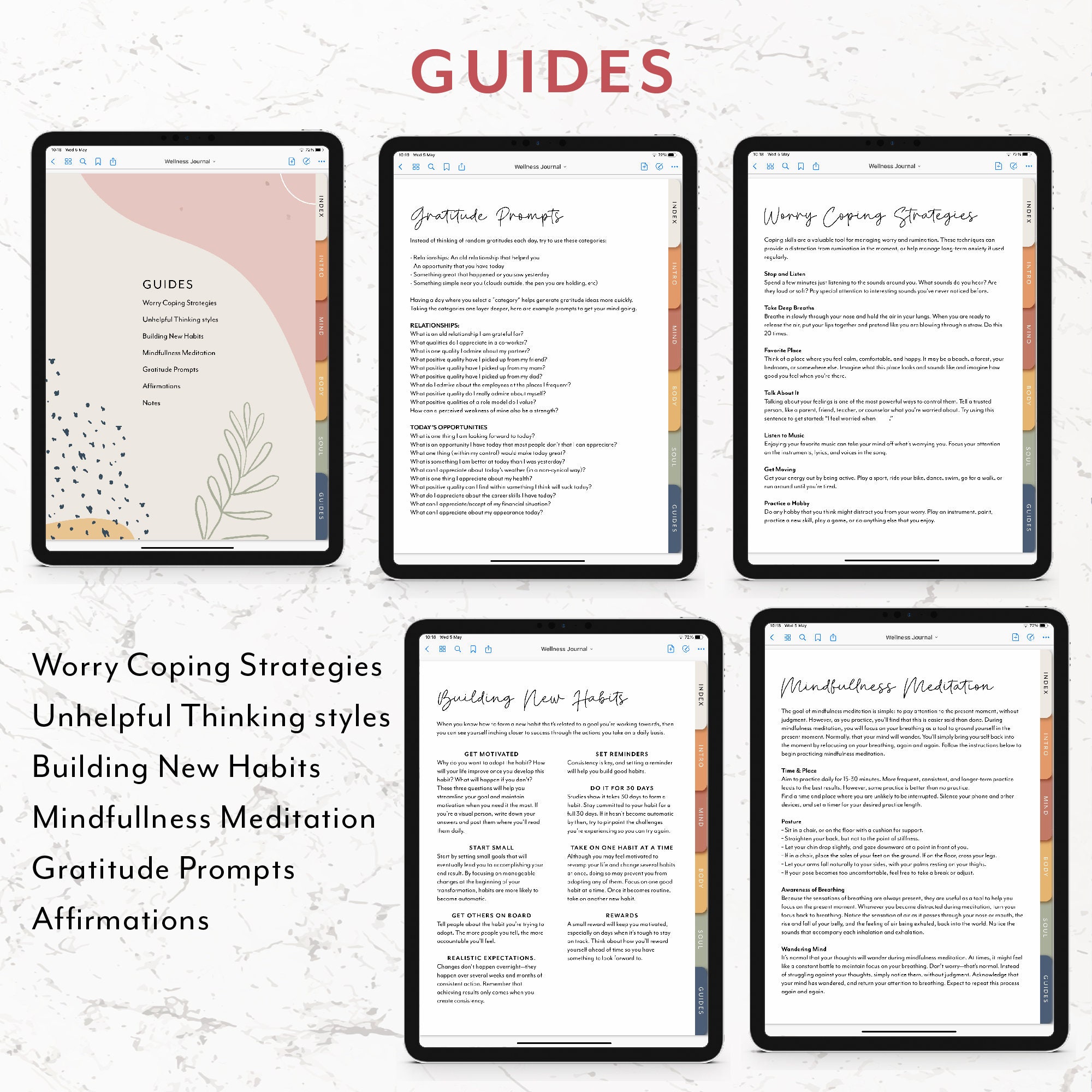 Wellness journal digital Mindfulness journal printable Self Etsy