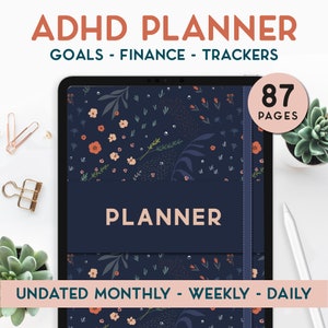 ADHD Digital Planner, Undated digital planner, Daily digital Journal, Weekly ADHD Planner for adults, Budget planner, Goal template, Tracker