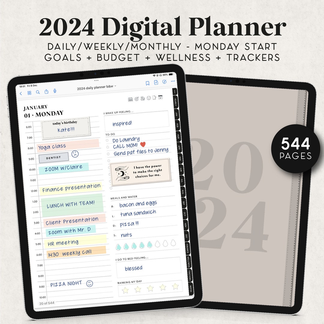 2024 Digital Planner Minimalist Monthly Weekly Daily Planner - Etsy