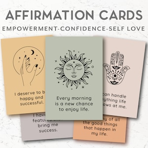 Carte di affermazione positiva, mazzo Self Love, carte per la cura di sé, carte motivazionali per le donne, carte Mindfulness, carte di manifestazione stampabili